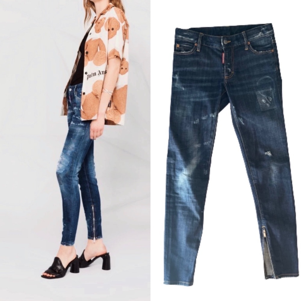 DSquared2 Limited Edition Jeans Italy Women Blue Denim Skinny Zip Ankle pants